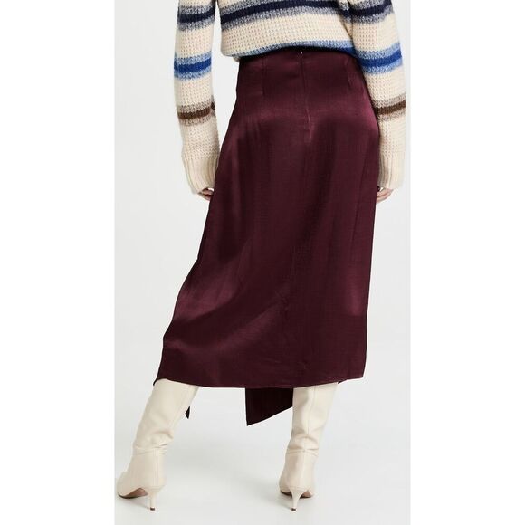 MINKPINK Nador Flounce Satin Slip skirt wine women’s small. - Picture 2 of 9